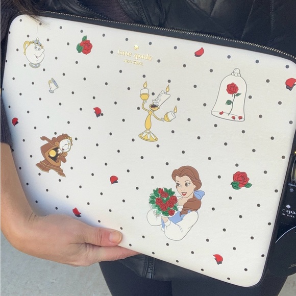 Authentic KATE SPADE Saffiano leather beauty & the beast laptop zip case - Picture 10 of 10